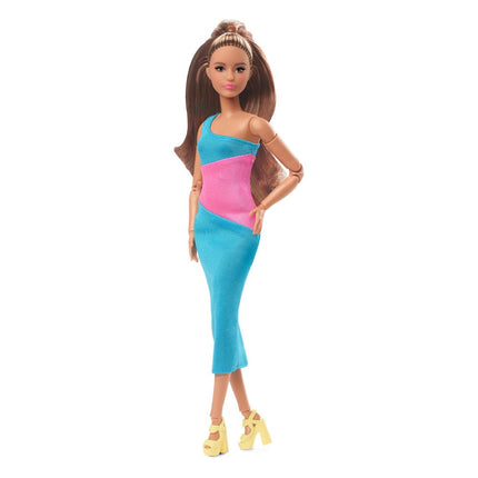 Barbie Signature  Looks Doll Model #15 Brunette Ponytail, Turquoise/Pink Dress