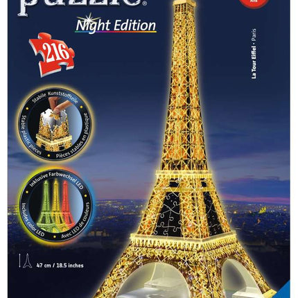 Eiffel Tower Night Edition Puzzle 3D avec LUCI