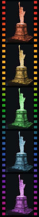 Estatua del 3D del rompecabezas de la edición de la noche de libertad con luces
