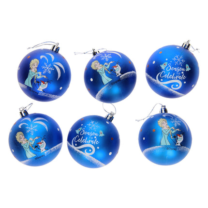 Frozen Christmas Tree Balls 8 cm Pack 6 Disney Blue