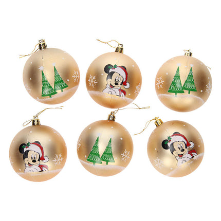 Mickey Mouse Christmas Tree Balls 8 cm Pack 6 Disney Gold