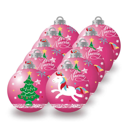 Bolas de unicornio árbol de Navidad 6cm paquete 10 Rosa