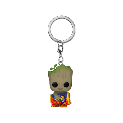 Groot with Cheese Puffs I Am Groot Funko Pop Marvel Keychain 5 cm