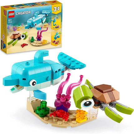 LEGO Creator 3in1 Delfino e Tartaruga, Set con Animali Marini 31128