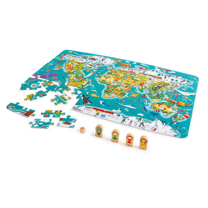 Puzzle giro del Mondo 100 pezzi con Gioco