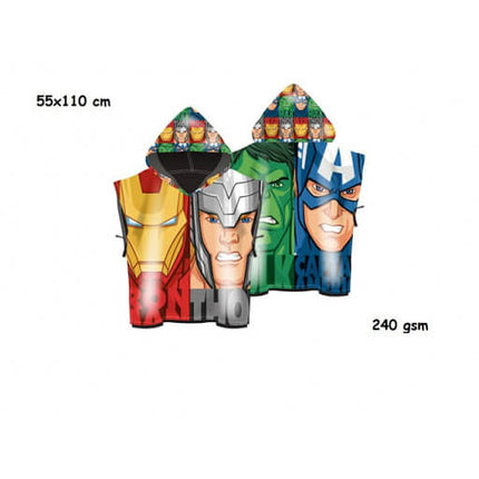 Avengers Poncho Mare con cappuccio Bambini Microfibra 55 x 110 cm