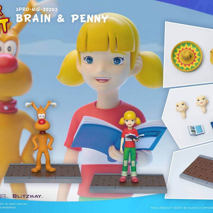 Brain &amp; Penny Inspector Gadget Mega Hero Action Figure 2 Pack 1/12 11cm