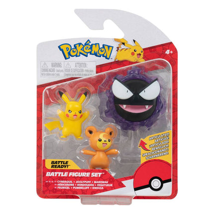 Pokémon Battle Figure 3-Pack Teddiursa, Pikachu #9, Gastly 5 cm
